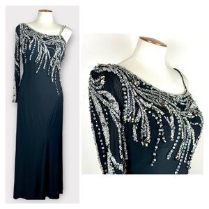 Modified Mac Duggal One Sleeve Crystal Embellished Gown Size 12